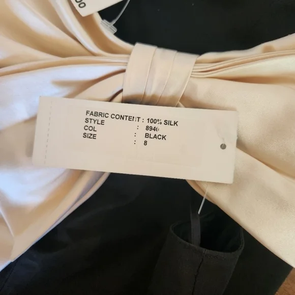 Rickie Freeman for Teri Jon Silk Cocktail Dress with Bow - Picture 9 of 12